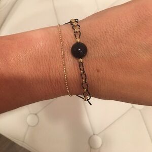 Double stranded single bead bracelet